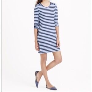 J. Crew Striped T Shirt Dress Womens Medium Blue Gray Casual‎ Knee Length
